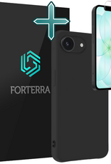Forterra Forterra iPhone 17e Hoesje Siliconen Met Screenprotector Met Dichte Notch - Zwart
