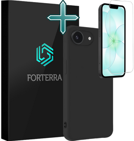 Forterra Forterra iPhone 17e Hoesje Siliconen Met Screenprotector Met Dichte Notch - Zwart