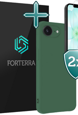 Forterra Forterra iPhone 17e Hoesje Siliconen Met 2x Screenprotector Met Dichte Notch - Donkergroen