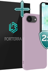 Forterra Forterra iPhone 17e Hoesje Siliconen Met 2x Screenprotector Met Dichte Notch - Lila