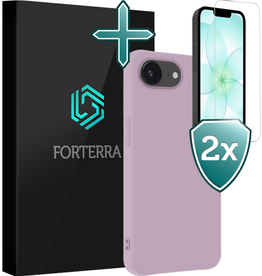 Forterra Forterra iPhone 17e Hoesje Siliconen Met 2x Screenprotector Met Dichte Notch - Lila