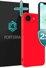 Forterra Forterra iPhone 17e Hoesje Siliconen Met 2x Screenprotector Met Dichte Notch - Rood