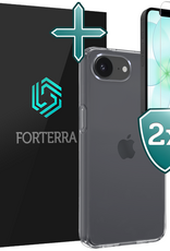 Forterra Forterra iPhone 17e Hoesje Siliconen Met 2x Screenprotector Met Dichte Notch - Transparant