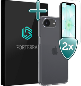 Forterra Forterra iPhone 17e Hoesje Siliconen Met 2x Screenprotector Met Dichte Notch - Transparant