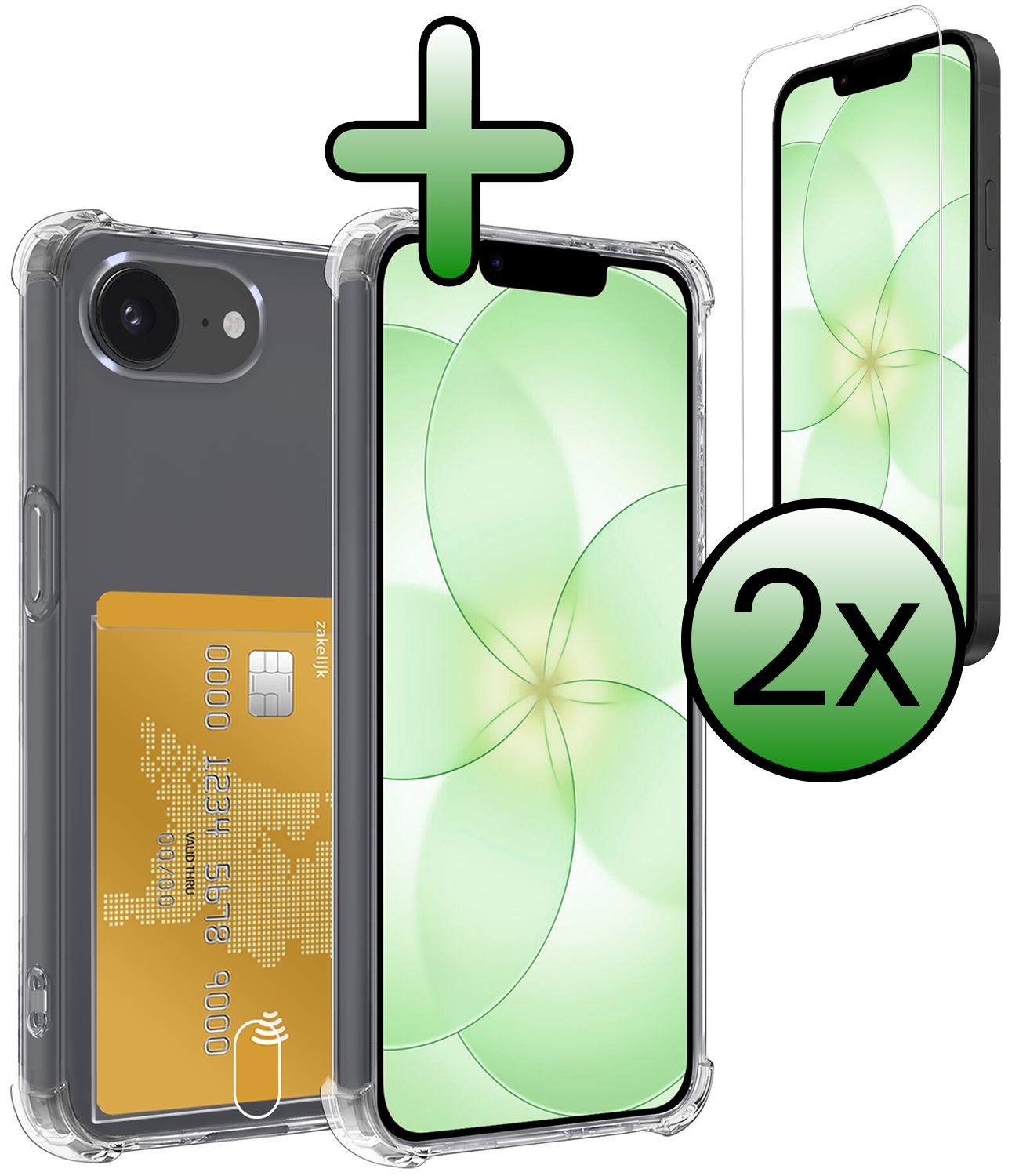BASEY. BASEY. iPhone 17e Hoesje Pashouder Met 2x Screenprotector