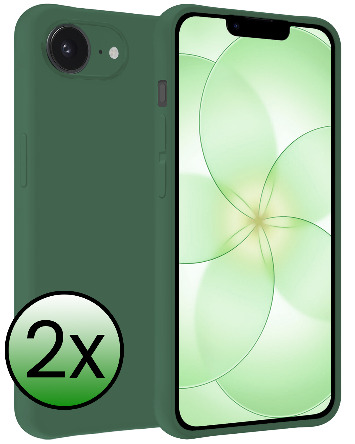 BASEY. BASEY. iPhone 17e Hoesje Siliconen - Donkergroen - 2 PACK