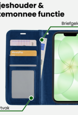 BASEY. BASEY. iPhone 17e Hoesje Bookcase Met 2x Screenprotector - Donkerblauw