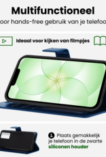 BASEY. BASEY. iPhone 17e Hoesje Bookcase Met 2x Screenprotector - Donkerblauw