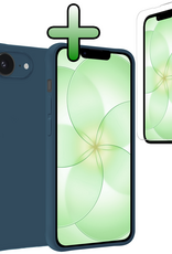 BASEY. BASEY. iPhone 17e Hoesje Siliconen Met Screenprotector Met Dichte Notch - Donkerblauw