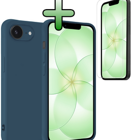 BASEY. BASEY. iPhone 17e Hoesje Siliconen Met Screenprotector Met Dichte Notch - Donkerblauw