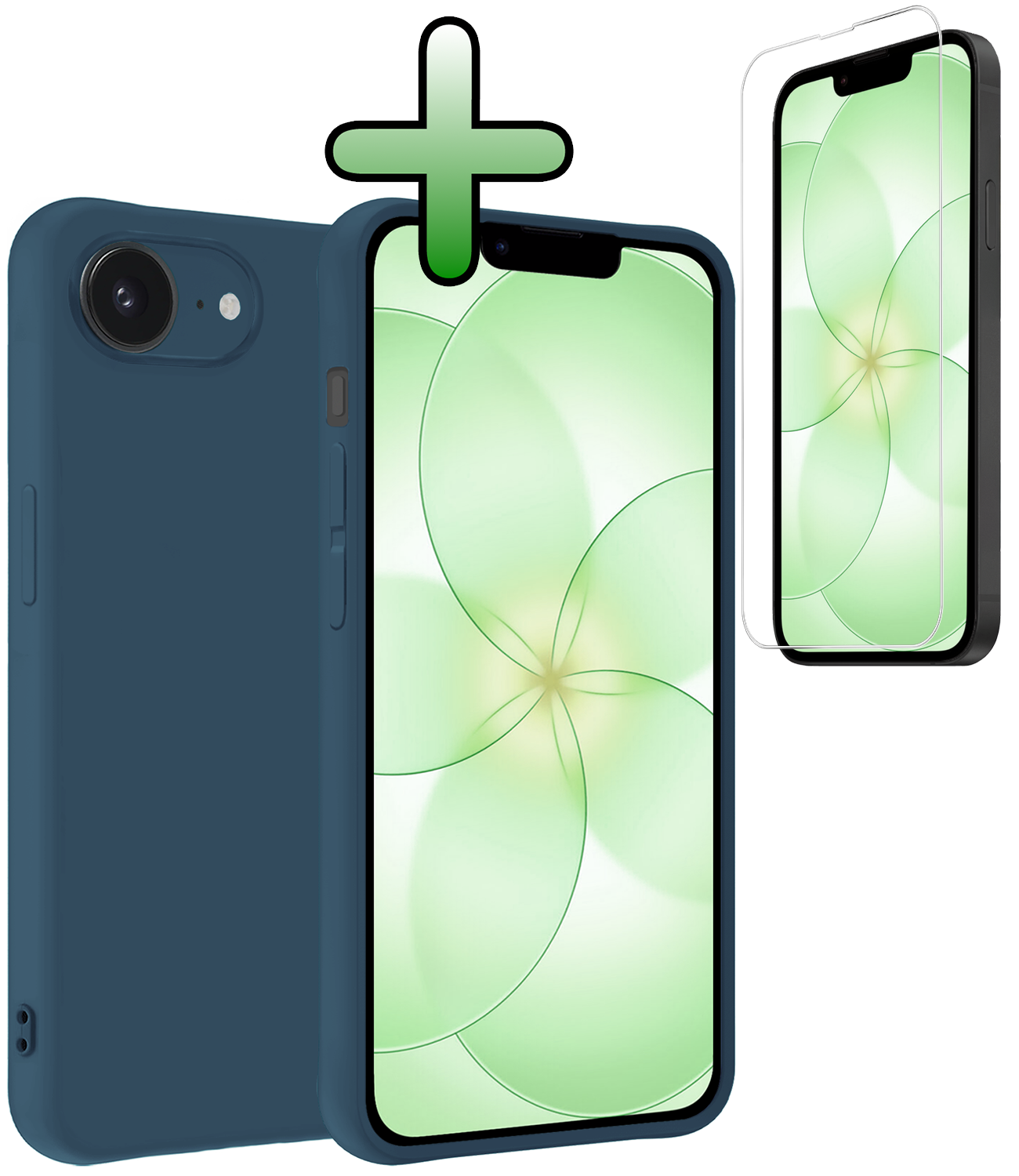 BASEY. BASEY. iPhone 17e Hoesje Siliconen Met Screenprotector Met Dichte Notch - Donkerblauw