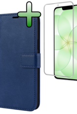 BASEY. BASEY. iPhone 17e Hoesje Bookcase Met Screenprotector - Donkerblauw