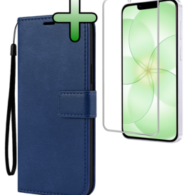 BASEY. BASEY. iPhone 17e Hoesje Bookcase Met Screenprotector - Donkerblauw
