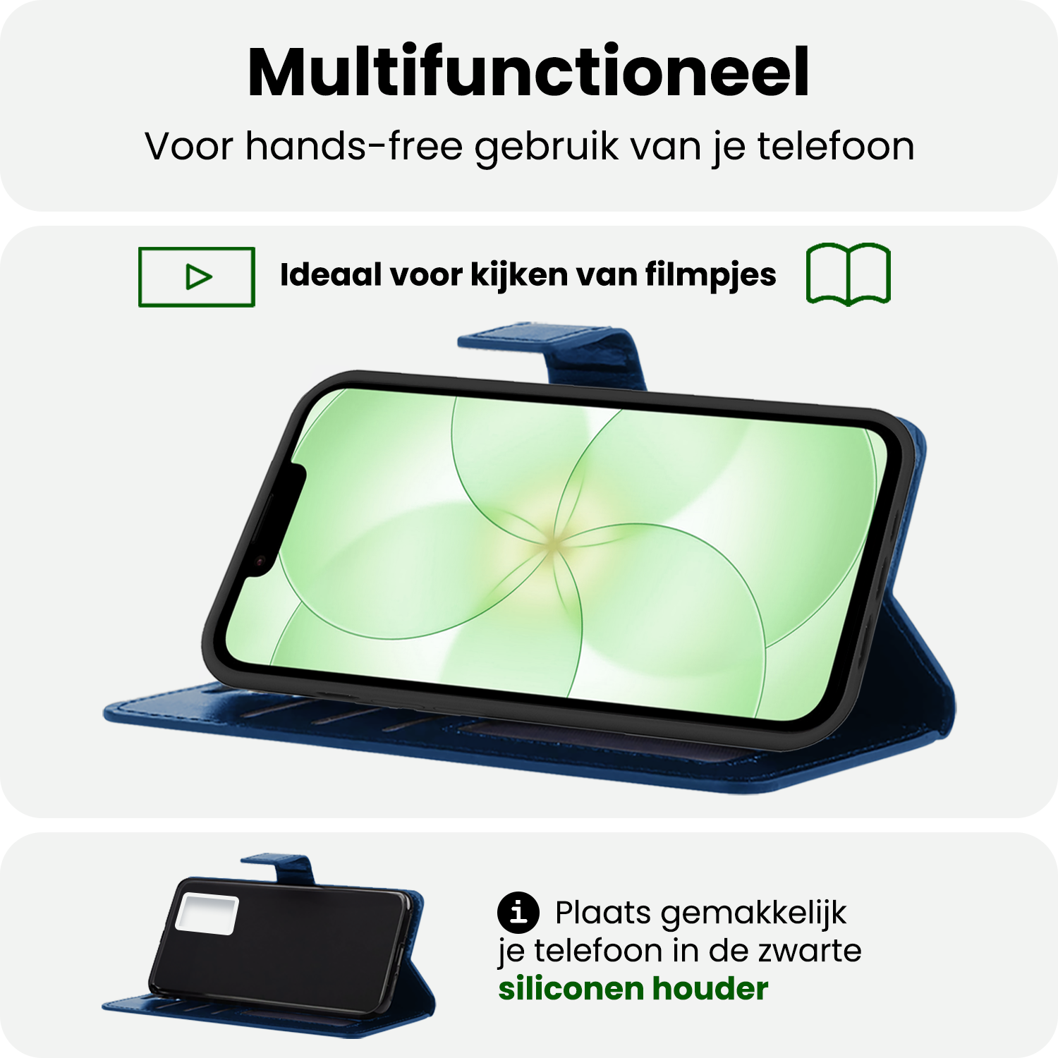 BASEY. BASEY. iPhone 17e Hoesje Bookcase Met Screenprotector - Donkerblauw