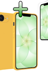 BASEY. BASEY. iPhone 17e Hoesje Siliconen Met Screenprotector Met Dichte Notch - Geel