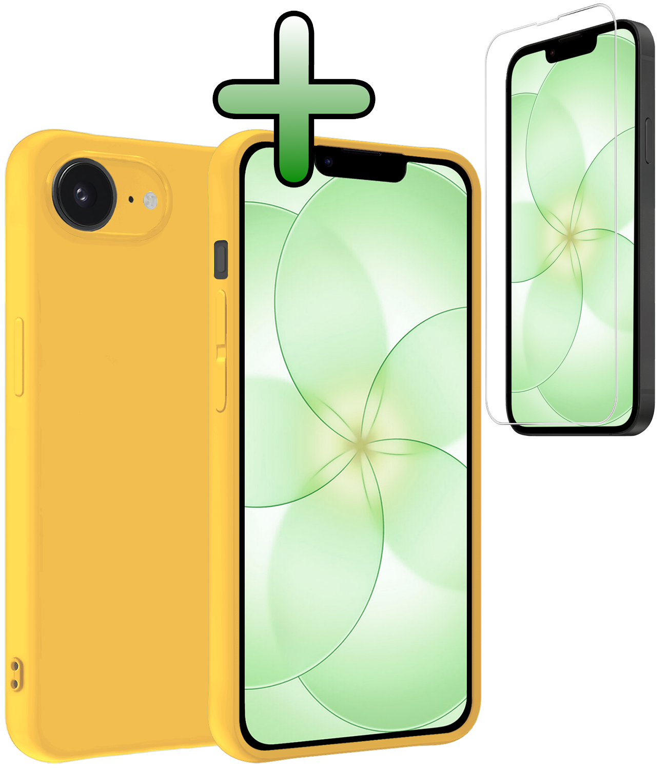 BASEY. BASEY. iPhone 17e Hoesje Siliconen Met Screenprotector Met Dichte Notch - Geel