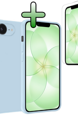 BASEY. BASEY. iPhone 17e Hoesje Siliconen Met Screenprotector Met Dichte Notch - Lichtblauw
