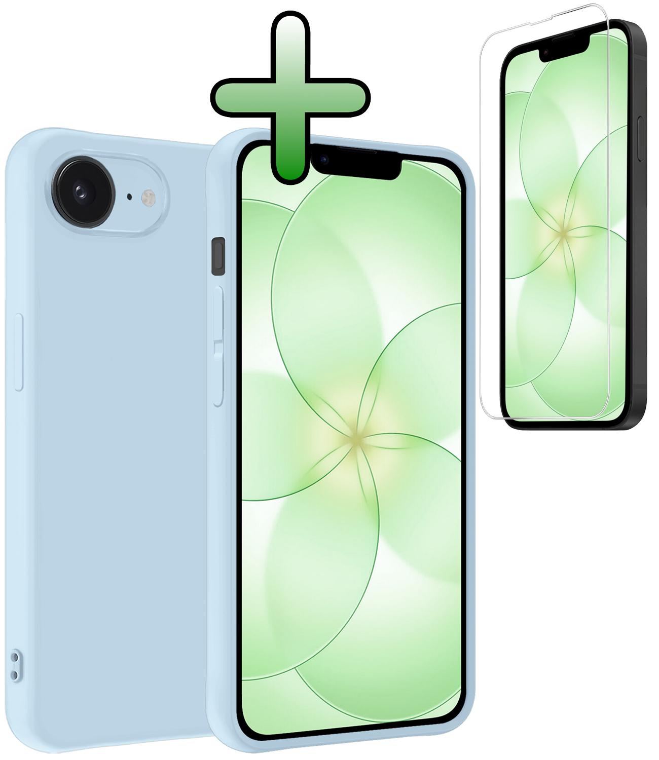 BASEY. BASEY. iPhone 17e Hoesje Siliconen Met Screenprotector Met Dichte Notch - Lichtblauw