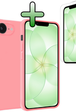 BASEY. BASEY. iPhone 17e Hoesje Siliconen Met Screenprotector Met Dichte Notch - Lichtroze