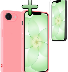BASEY. BASEY. iPhone 17e Hoesje Siliconen Met Screenprotector Met Dichte Notch - Lichtroze