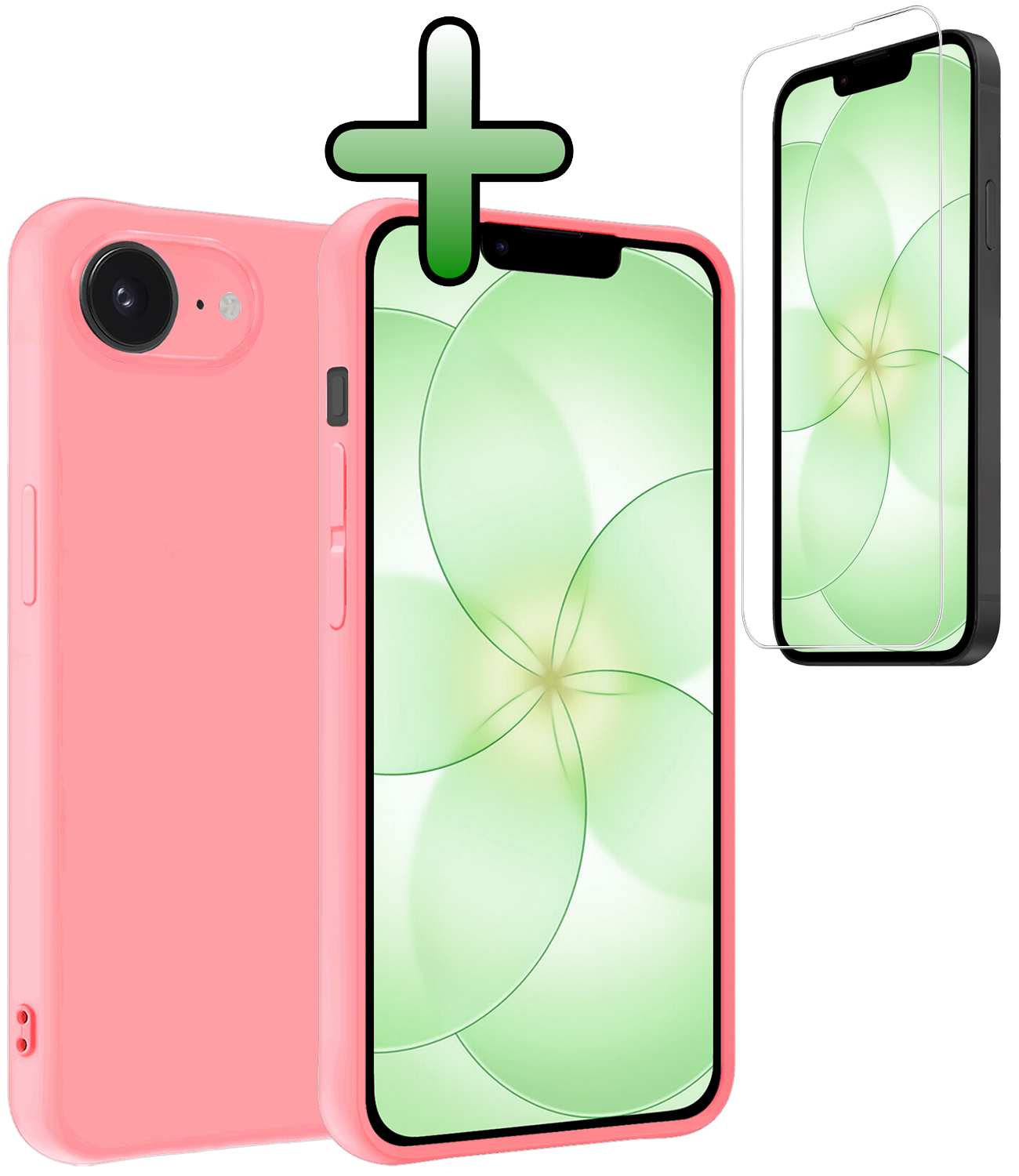 BASEY. BASEY. iPhone 17e Hoesje Siliconen Met Screenprotector Met Dichte Notch - Lichtroze