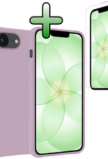 BASEY. BASEY. iPhone 17e Hoesje Siliconen Met Screenprotector Met Dichte Notch - Lila