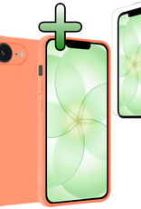 BASEY. BASEY. iPhone 17e Hoesje Siliconen Met Screenprotector Met Dichte Notch - Perzik