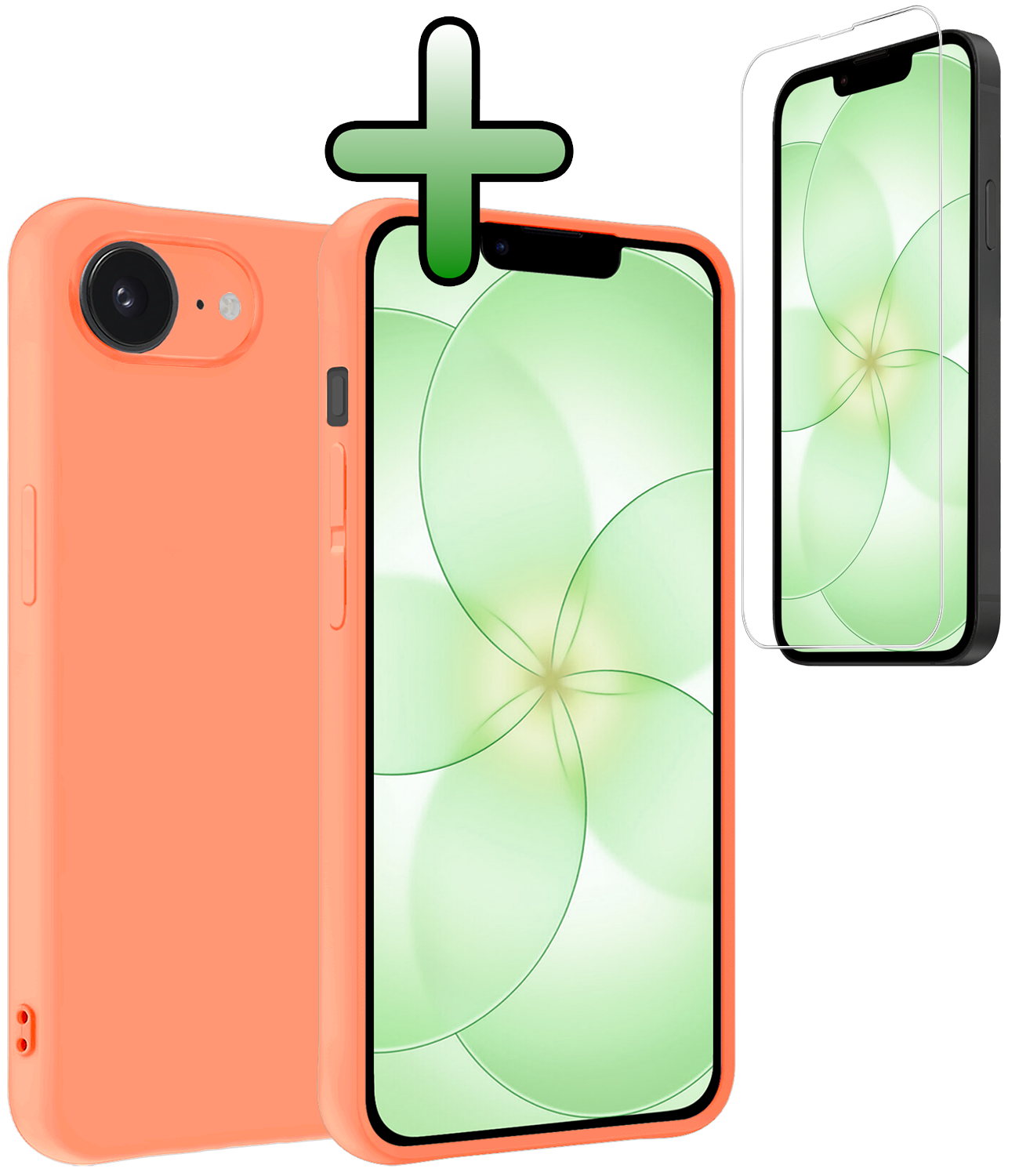 BASEY. BASEY. iPhone 17e Hoesje Siliconen Met Screenprotector Met Dichte Notch - Perzik