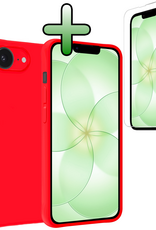 BASEY. BASEY. iPhone 17e Hoesje Siliconen Met Screenprotector Met Dichte Notch - Rood