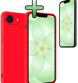 BASEY. BASEY. iPhone 17e Hoesje Siliconen Met Screenprotector Met Dichte Notch - Rood