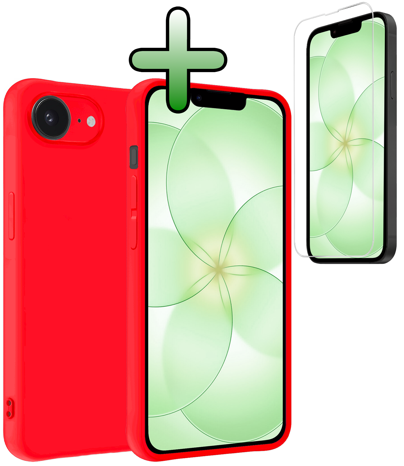 BASEY. BASEY. iPhone 17e Hoesje Siliconen Met Screenprotector Met Dichte Notch - Rood