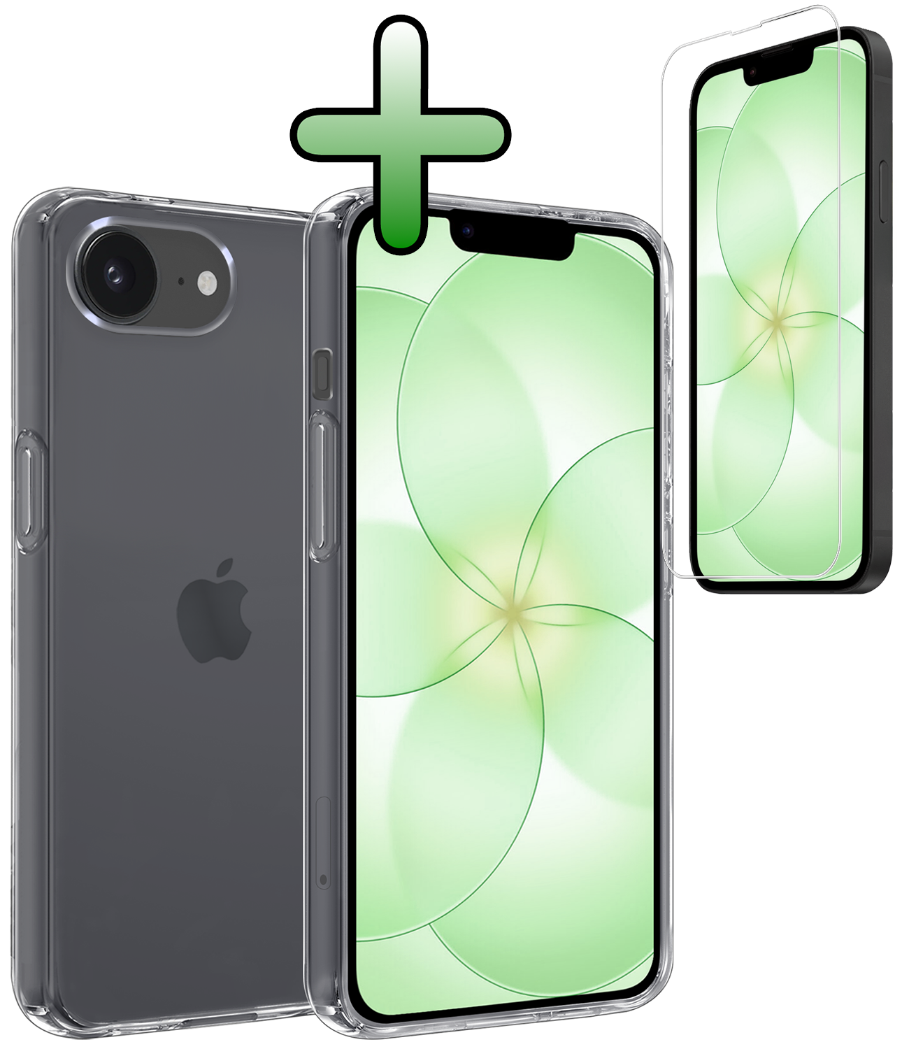 BASEY. BASEY. iPhone 17e Hoesje Siliconen Met Screenprotector Met Dichte Notch - Transparant