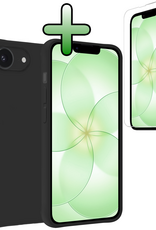 BASEY. BASEY. iPhone 17e Hoesje Siliconen Met Screenprotector Met Dichte Notch - Zwart