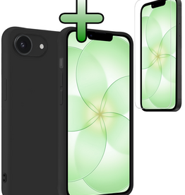 BASEY. BASEY. iPhone 17e Hoesje Siliconen Met Screenprotector Met Dichte Notch - Zwart