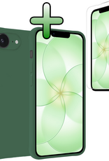 BASEY. BASEY. iPhone 17e Hoesje Siliconen Met 2x Screenprotector Met Dichte Notch - Donkergroen