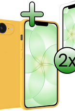 BASEY. BASEY. iPhone 17e Hoesje Siliconen Met 2x Screenprotector Met Dichte Notch - Geel