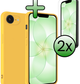 BASEY. BASEY. iPhone 17e Hoesje Siliconen Met 2x Screenprotector Met Dichte Notch - Geel
