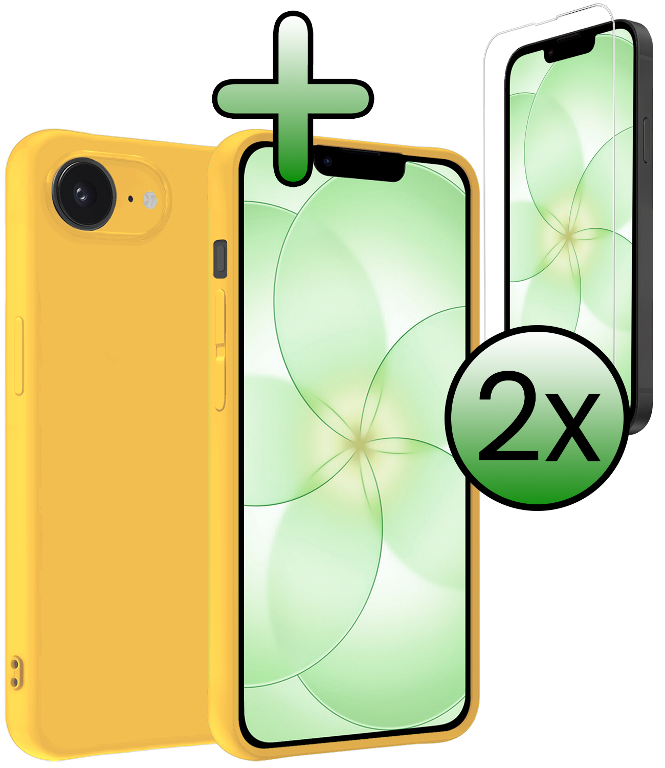 BASEY. BASEY. iPhone 17e Hoesje Siliconen Met 2x Screenprotector Met Dichte Notch - Geel