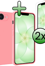BASEY. BASEY. iPhone 17e Hoesje Siliconen Met 2x Screenprotector Met Dichte Notch - Lichtroze