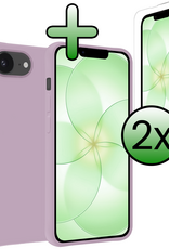 BASEY. BASEY. iPhone 17e Hoesje Siliconen Met 2x Screenprotector Met Dichte Notch - Lila