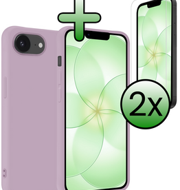 BASEY. BASEY. iPhone 17e Hoesje Siliconen Met 2x Screenprotector Met Dichte Notch - Lila