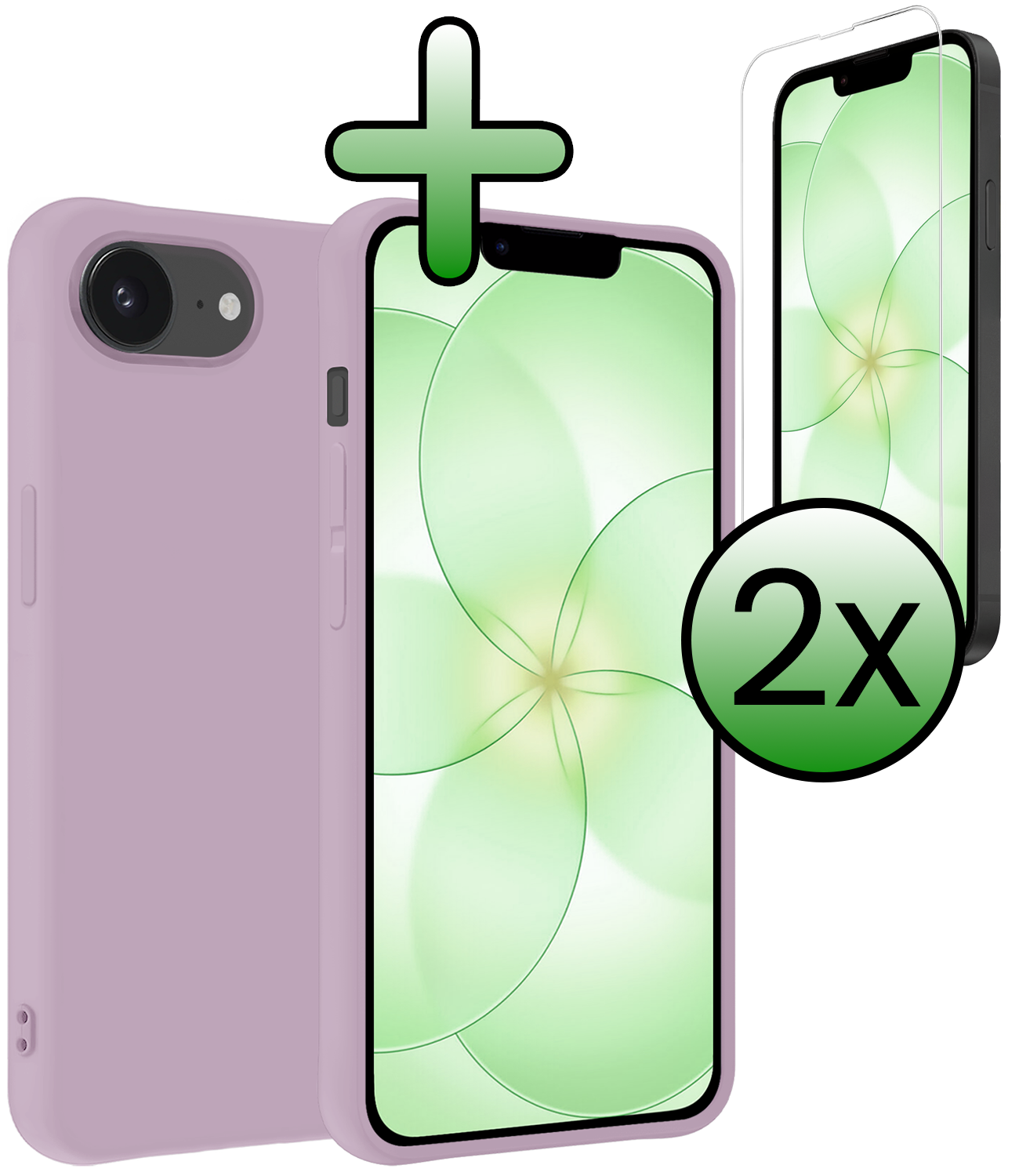 BASEY. BASEY. iPhone 17e Hoesje Siliconen Met 2x Screenprotector Met Dichte Notch - Lila