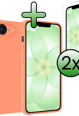 BASEY. BASEY. iPhone 17e Hoesje Siliconen Met 2x Screenprotector Met Dichte Notch - Perzik