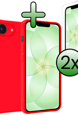 BASEY. BASEY. iPhone 17e Hoesje Siliconen Met 2x Screenprotector Met Dichte Notch - Rood