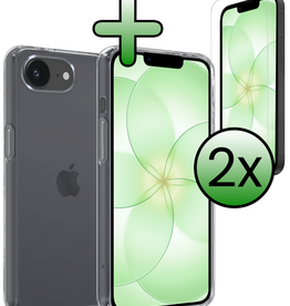 BASEY. BASEY. iPhone 17e Hoesje Siliconen Met 2x Screenprotector Met Dichte Notch - Transparant