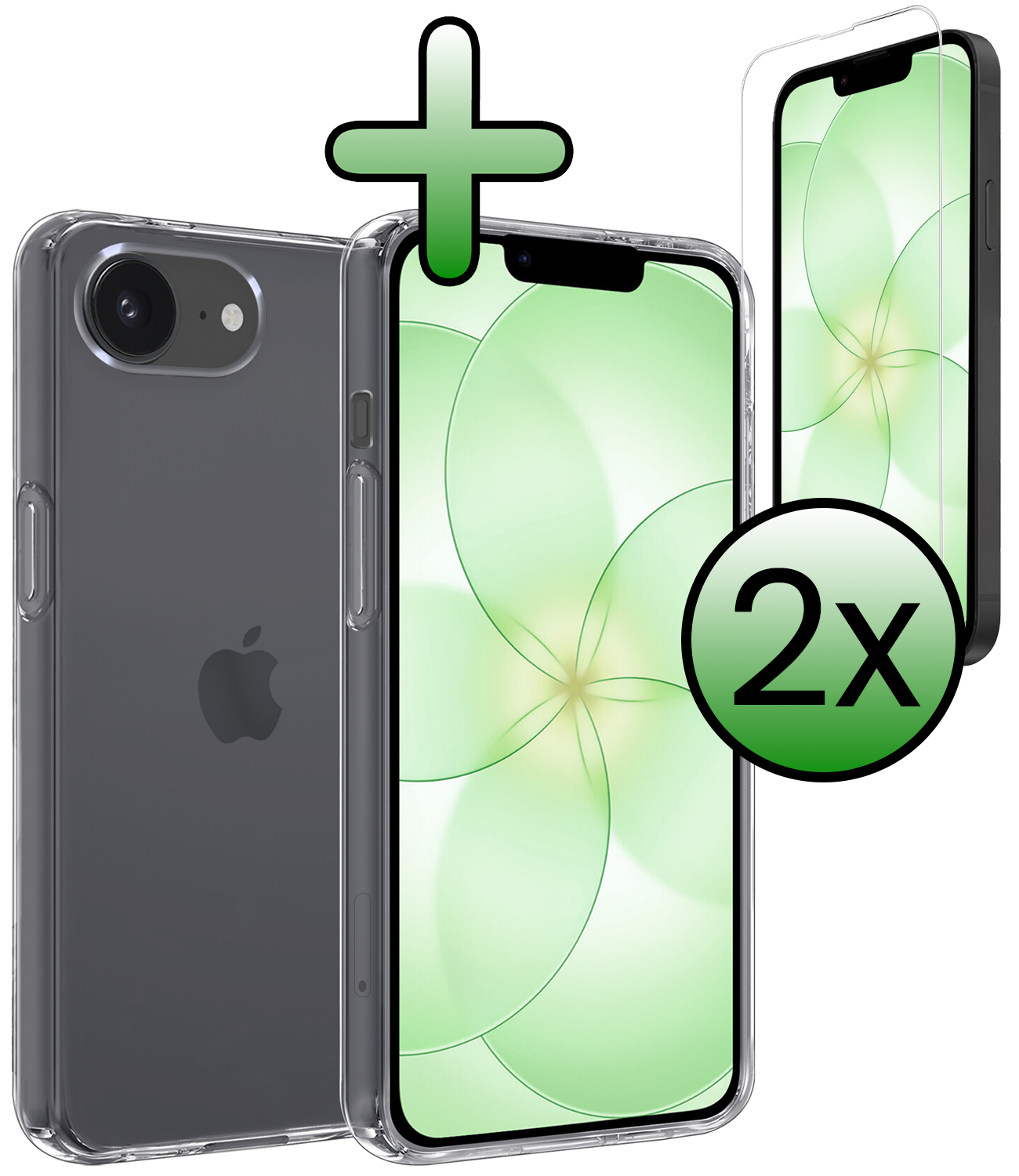 BASEY. BASEY. iPhone 17e Hoesje Siliconen Met 2x Screenprotector Met Dichte Notch - Transparant