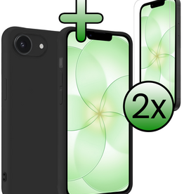 BASEY. BASEY. iPhone 17e Hoesje Siliconen Met 2x Screenprotector Met Dichte Notch - Zwart