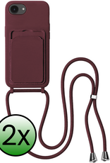 BASEY. BASEY. iPhone 17e Hoesje Pashouder met Koord - Aubergine - 2 PACK