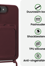 BASEY. BASEY. iPhone 17e Hoesje Pashouder met Koord Met Screenprotector - Aubergine