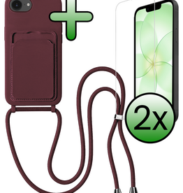 BASEY. BASEY. iPhone 17e Hoesje Pashouder met Koord Met 2x Screenprotector - Aubergine